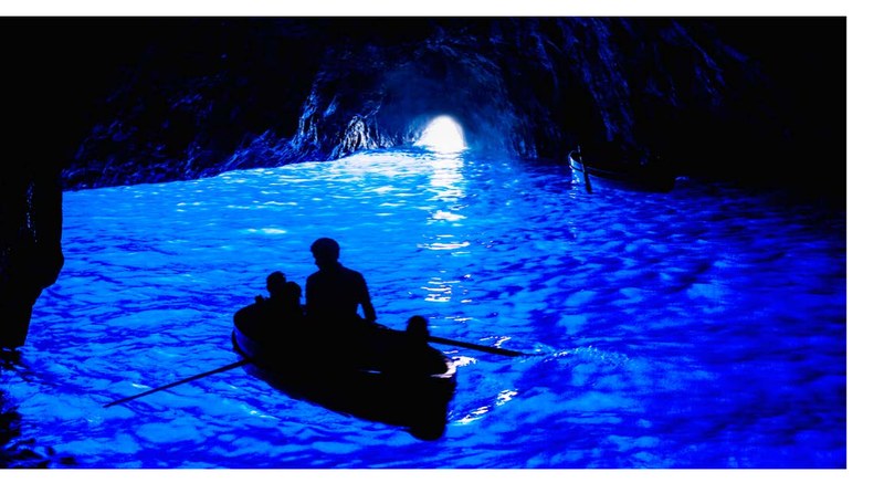 Cave with blue water