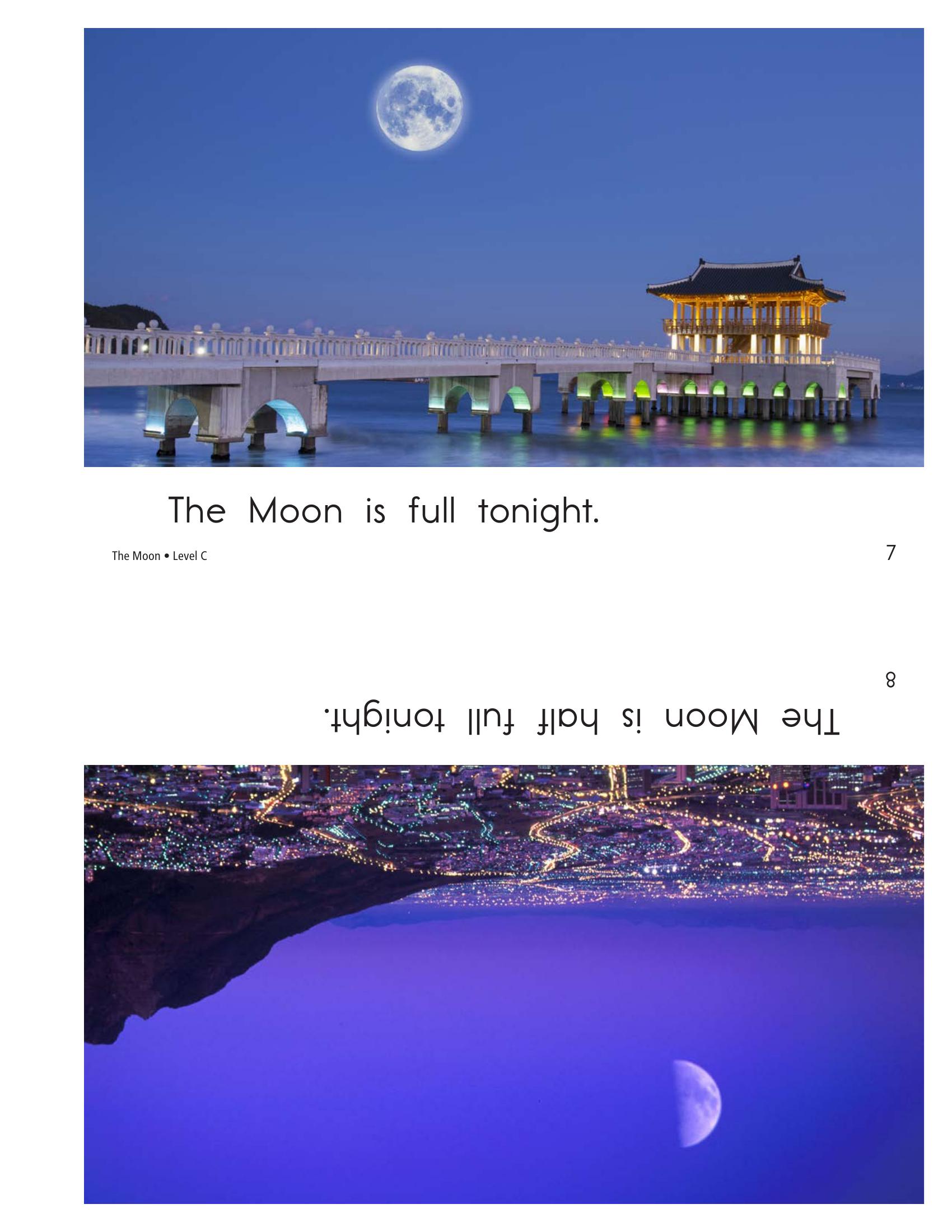 Full moon over bridge pavilion
